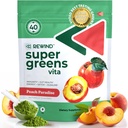 Mejor mezcla de Super Verdes Polvo con 40+ Superalimentos – Delicious Daily Green Powder con vitamina B12, zinc, vitamina C, magnesio y calcio – Green Juice Superfood Mix - Peach Flavor