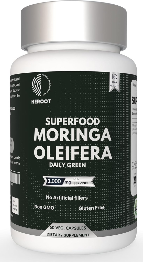 Orgánica Moringa Capsules ← Green Moringa Leaf Suplemento de Energía, Metabolismo & Immune Support – 20 cápsulas, Superalimentos Naturales