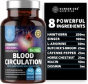 Suplemento de Circulación de Sangre Premium para Mujeres y Hombres [8 potentes hierbas " vitaminas] Suplemento de Flujo de Sangre Natural con Hawthorn, Carnices Broom y Cayenne Pepper, 90 caps
