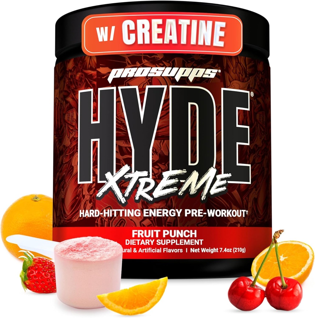 PROSUPPS Mr. Hyde Xtreme Pre Workout Powder with Creatine, Beta Alanine &amp; Caffeine – Extreme Energy, Pumps, Focus &amp; Performance - Fitness &amp; Gym Supplements for Men &amp; Women (Fruit Punch, 30 Servings)