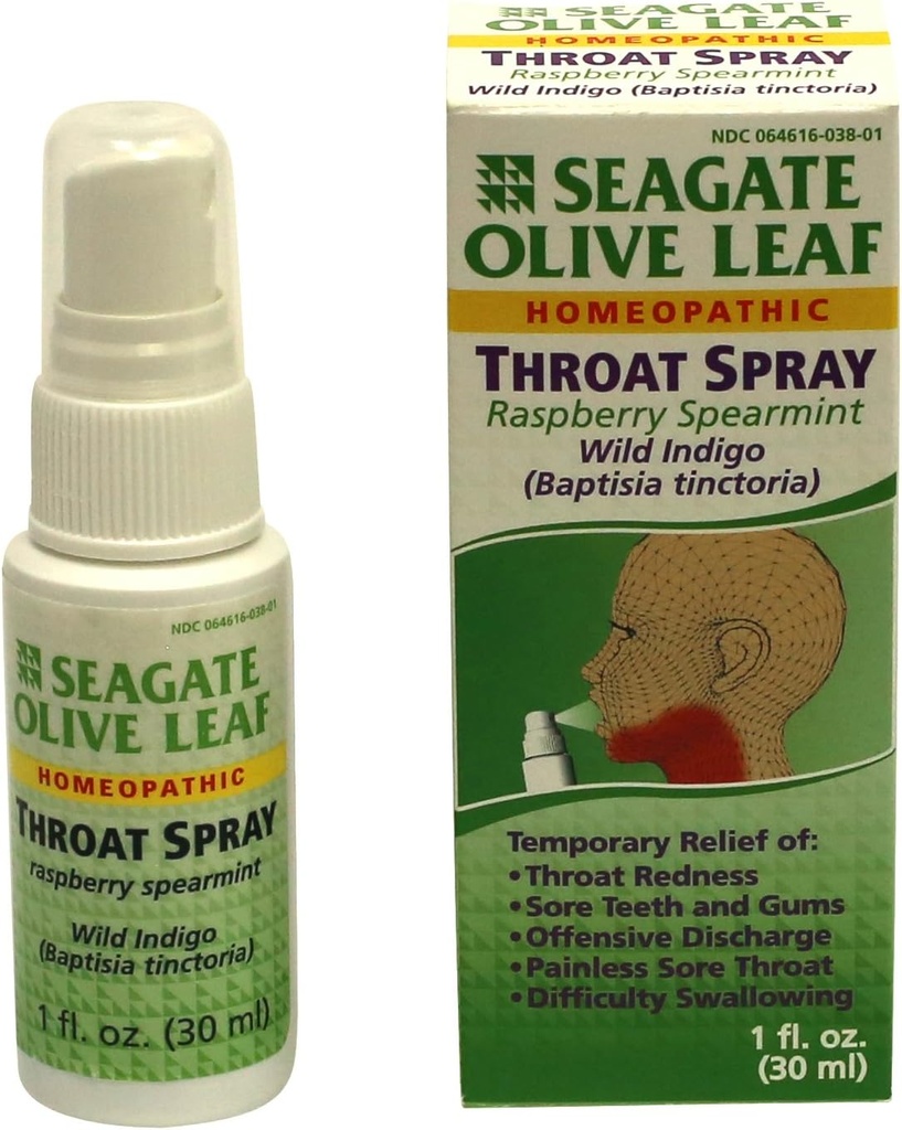 Seagate Products Homeopático Leaf Throat Spray (Pack of 1) 1 Ounce Raspberry-Spearmint
