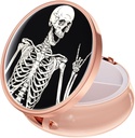 Caja de Píldora de Rouidr, 3 Caja de Píldora de Medicina de Compartimiento, Caja de Medicina de Viajes de Metal Pequeña para Púrpura &amp; Bolsillo, Oro Rosa, Calavera