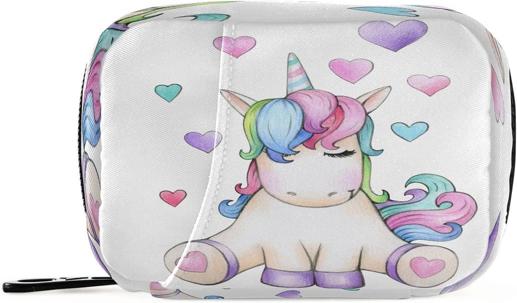 Fantasía Animal Unicornio Pill Box 7 Day Pill Case Travel Pill Organizer Bag with Zipper Portable Weekly Case Compact Size for Vitamin Supplement Holder