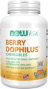 NOW Foods Supplements, BerryDophilus™ with 2 Billion, 10 Probiotic Strains, Xylitol Sweetened, Strain Verified, 120 Chewables, packaging may vary