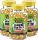 Sunshine Naturals Vitamina E y Aloe Vera Moisturizer. Fórmula hidratante para la piel seca, el alivio calmante, el nourishment y la elasticidad de la piel. Promueve la piel suave y saludable. 60 Viales. Paquete de 3