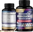 Cadane Resveratrol Supplement - 10in1 Plus with Quercetin, Berberine, Green Tea, Grape Seed, Hawthorn Berry, Turmeric, Rhodiola Rosea, Ginkgo Biloba, and Black Pepper - 60 Capsules