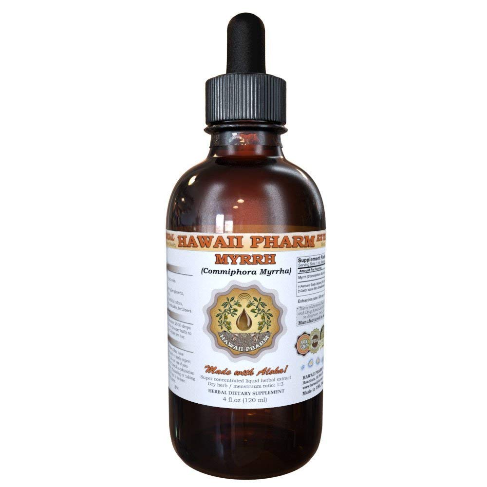 Hawai Pharm Myrrh Liquid Extract, Organic Myrrh (Commiphora myrrha) Tincture Herbal Supplement, Made in USA, 4 fl.oz