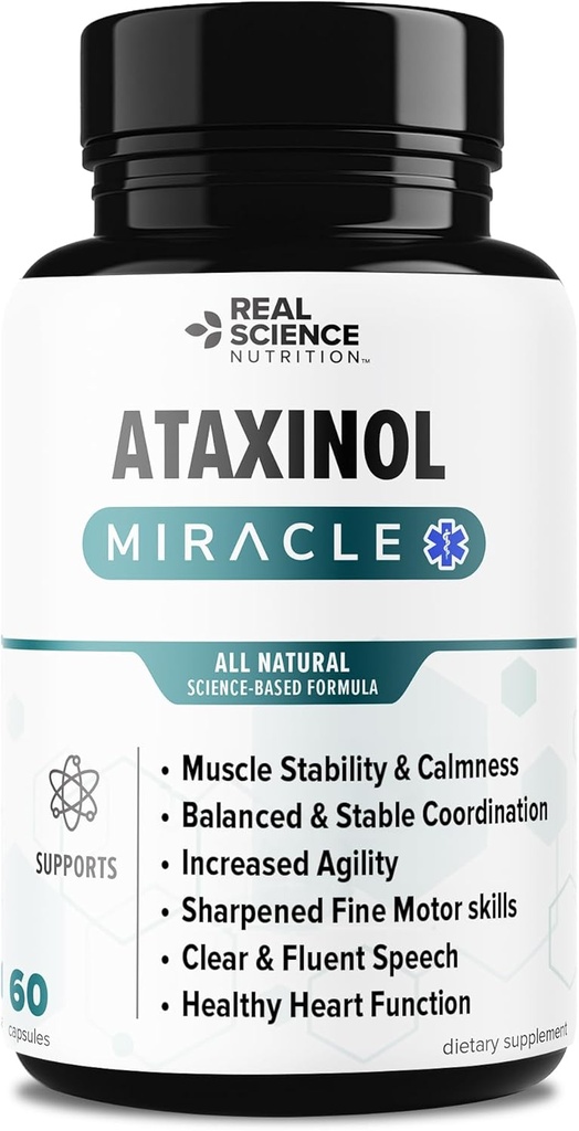 Ofrece Milagro de Ataxinol para Alivio de Ataxia, Temblores musculares, Equilibrio deteriorado, Coordinación de Disminución, Pérdida de habilidades motoras finas, problemas de expresión y corazón.