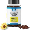 Lecitina de girasol 1200 mg, Flujo de leche, libre de soja " Apoyo a las madres lactantes Desbloqueos de las manchas de leche con cuello, cerebro, nervios " Salud del hígado, Phospholipid-Rich para la madre 100 Softgel