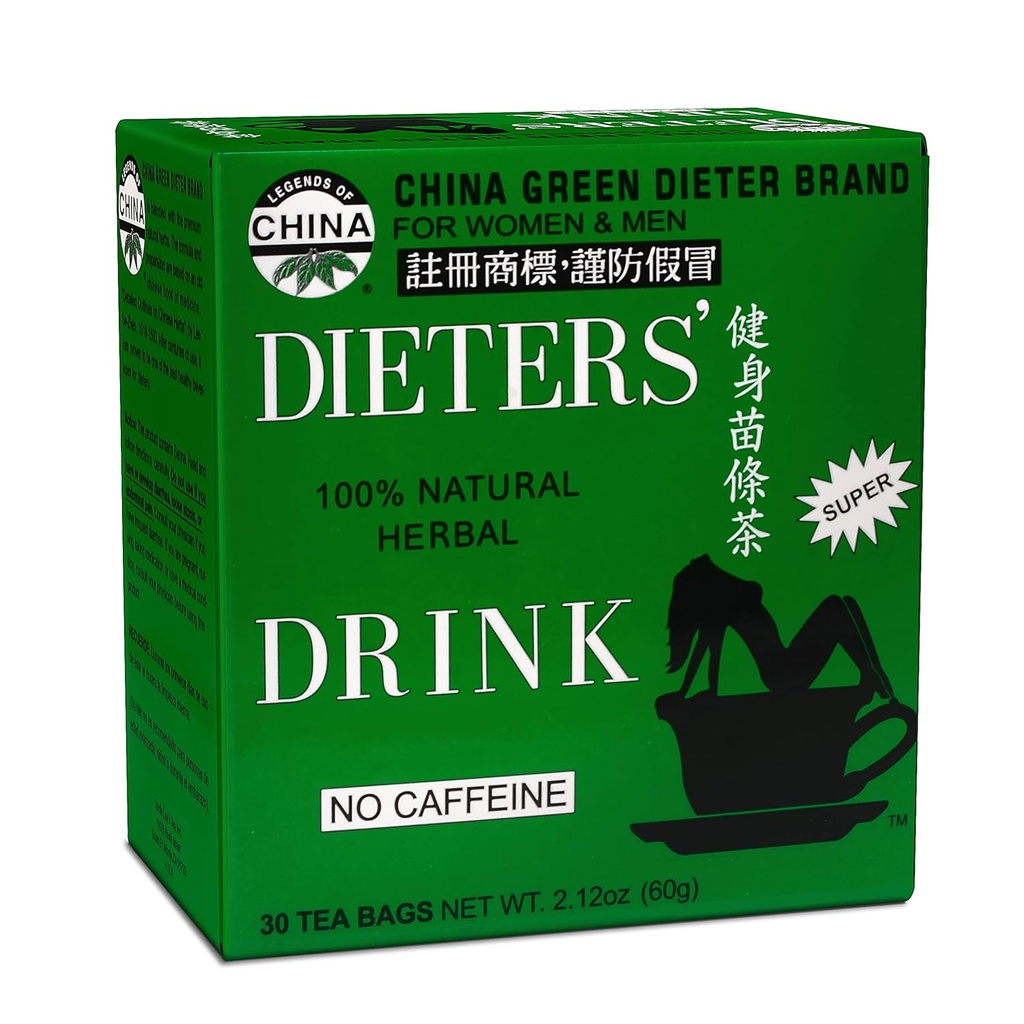 Té de tío Lee China Verde Dieters Té Caffeine Gratis, 2.12 Oz, 30 Conde