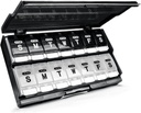 Extra Large Weekly Pill Organizer 2 veces al día - Remtise Am/Pm Daily Pill Case Medicine Organizer, Push Button 7 Day Pill Box for Pills/Vitamin/Cod Liver Oil/Supplements (Black & White)