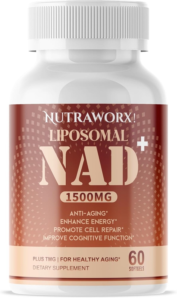 Nutraworx Liposomal NAD+ - Suplemento con TMG para el bienestar diario - 60 Softgels
