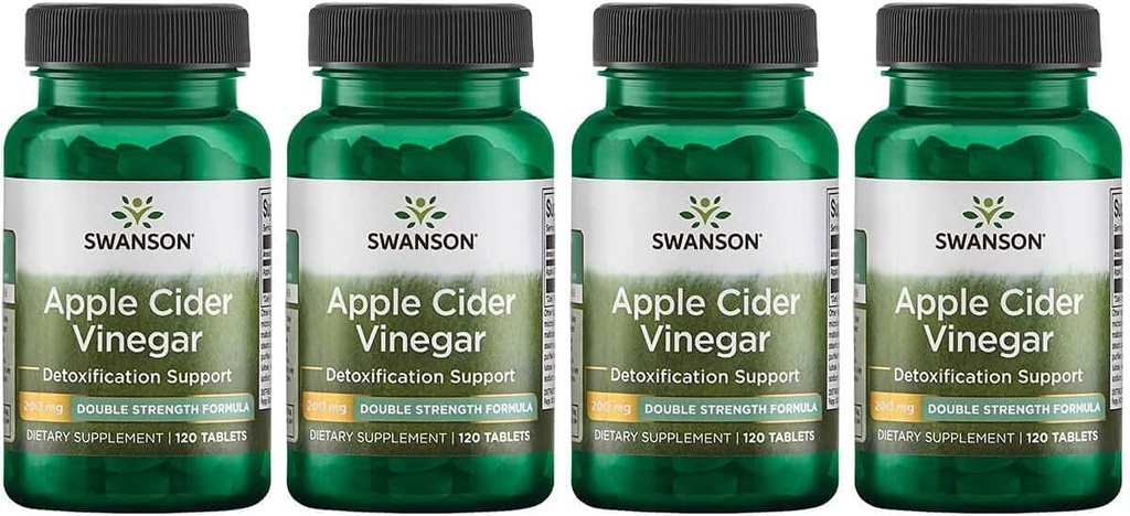 Swanson Apple Cider Vinegar - Doble fuerza 200 mg 120 Tabs 4 Pack