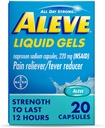 Aleve Pain Reliever & Fever Reducer Liquid Gels, Naproxen Sodium, Pain Relief, 20 Count