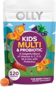 OLLY Kids Multivitamin &amp; Probiotic Gummy, Digestive Support, Vitaminas A, D, C, E, B, Zinc, Chewable Supplement, Berry Flavor, 60 días de suministro - 120 Cuenta