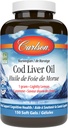 Carlson - Cod Liver Oil Gems, 460 mg Omega-3 + Vitaminas A &amp; D3, Wild-Caught Norwegian Arctic Cod-Liver Oil, Sustentablemente Fuented Nordic Fish Oil Capsules, Lemon, 150 Soft Gels