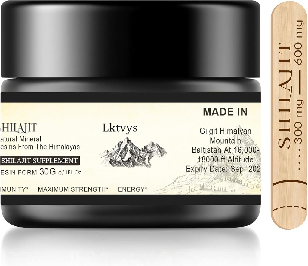 Shilajit Himalayan Organic, Shilajit Supplement, Shilajit Resin Enriquecido con más de 85 micronutrientes esenciales, Boost Energy and Immune Vitality, Pure Shilajit for Men and Women