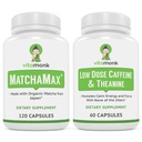 VitaMonk Energy & Focus Bundle: MatchaMax Organic Japanese Matcha Capsules Low Dose Caffeine y Theanine