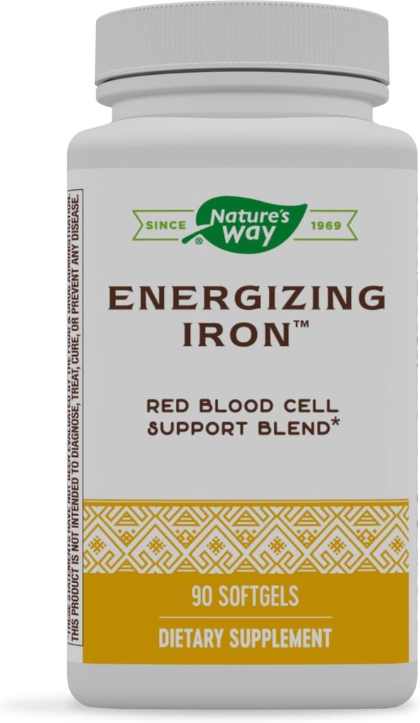 Camino Energizante de la Naturaleza Hierro - Red Blood Cell Support* - 8 mg Iron, -200 mcg de Cyanocobalamin & vitamina B12 por 2-Softgel Serving - Gluten Free - 90 Softgels