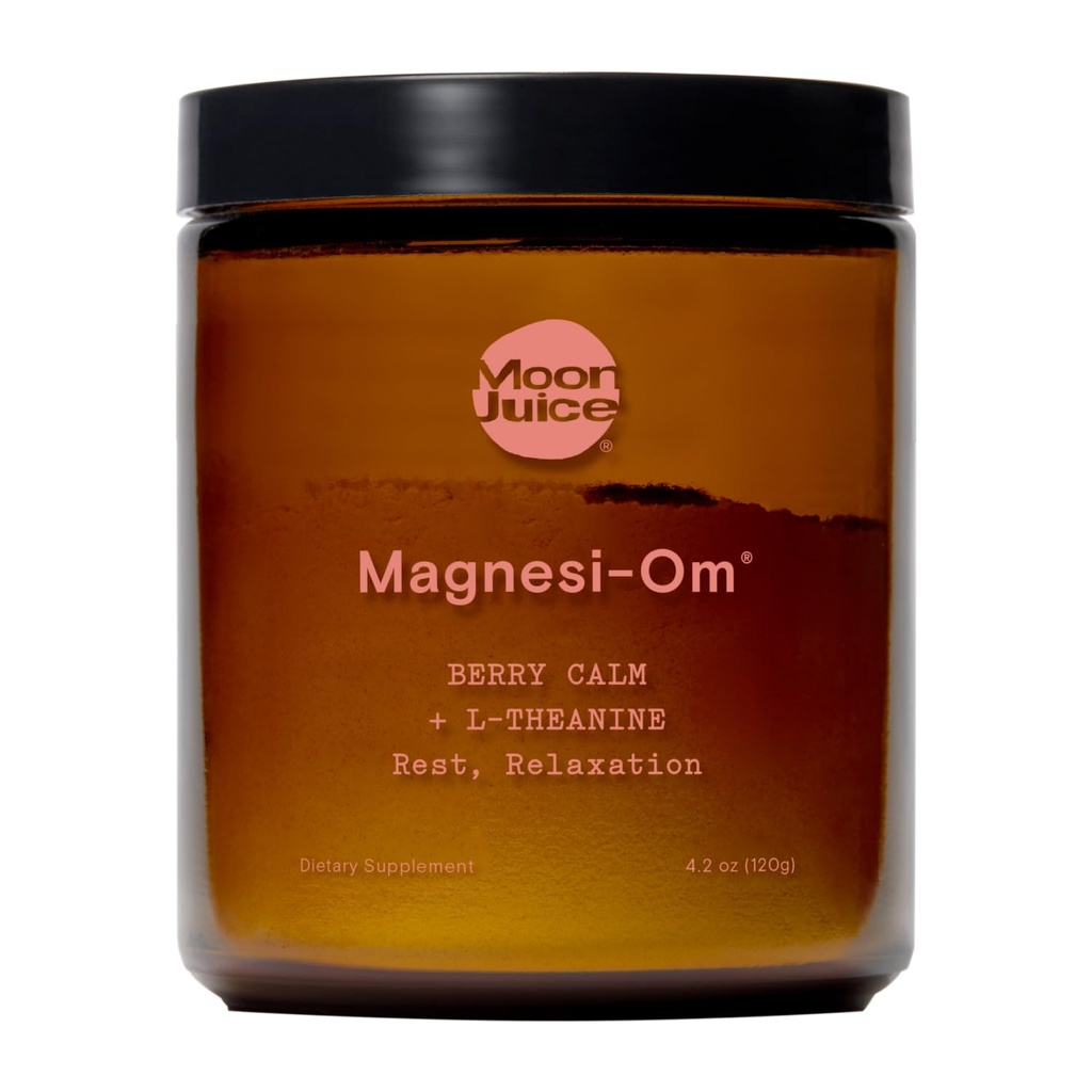Moon Juice Magnesi-Om Magnesium Powder Suplemento - Complejo de Magnesio Chelated + L-Theanine Blend for Rest, Relax " Regularity - Vegan, Non-GMO " No Sugar, Berry, 4 oz, 30 Sevings