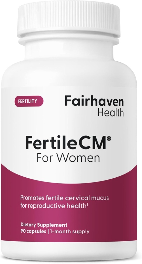 Fairhaven Health FertileCM Suplemento de fertilidad para Mujeres, Capsules - Mucus Cervical Fertil, Ciclo de Ovulación, Incluye L-Arginina, N-Acetil-Cysteine, Extracto de semillas de uva y vitamina C - 90 cápsulas
