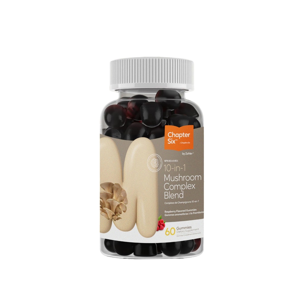 Zahler Capítulo Seis 10 en 1 Mushroom Complex Blend, Raspberry Flavored 60 Conde.
