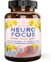 Brain Booster Gingko Biloba Suplemento - Nootropics for Mind, Focus, Memory, Clarity with Bacopa Monnieri, St. Johns Wort - 30 Brain Food Capsules