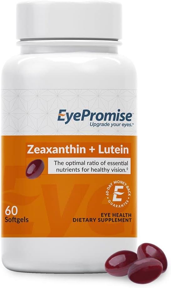 EyePromise Zeaxanthin + Lutein Eye Vitamin - 60 Softgels Capsules Hecho con ingredientes naturales para las dietas incluyendo Gluten libre y vegetariano - Proteger &amp; Mejorar su salud del ojo Completamente
