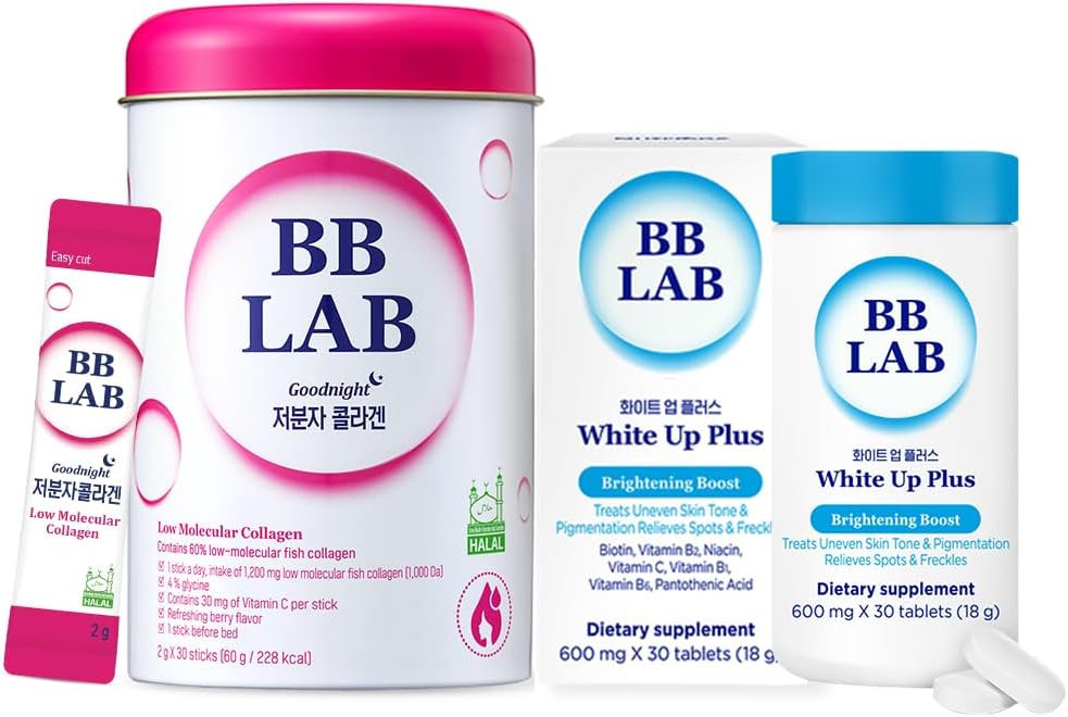 [Dull Skin Management SET] Good Night Collagen, White Up Plus, Korean Collagen, Fish Collagen, Vitamina C, Fast Absorption, Fruit Flavored, Glutathione Pills , L-Cystine, for Antioxidant bordeDark Spots,Dul