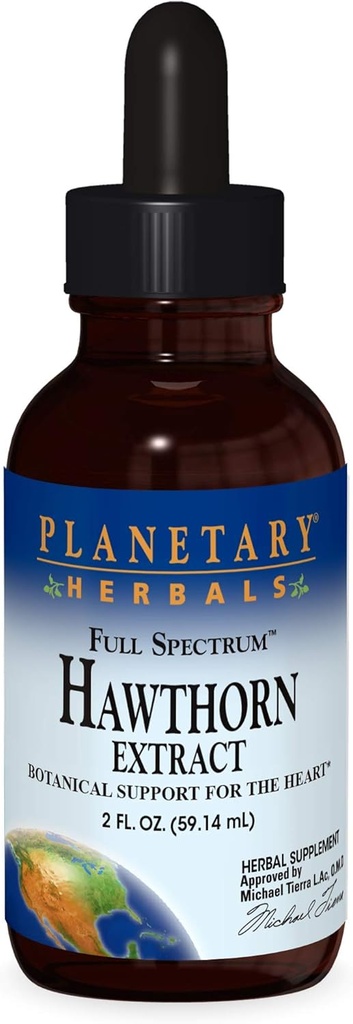 Herbals planetarios Full Spectrum Hawthorn Liquid Extract Suplemento, 2 Fluid Ounce