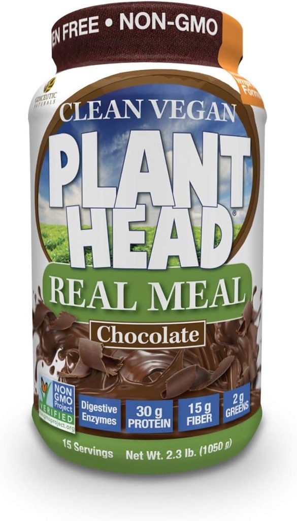 Genceutic Naturals Plant Head Real Meal Suplemento dietético, Chocolate, 2.3 Libra