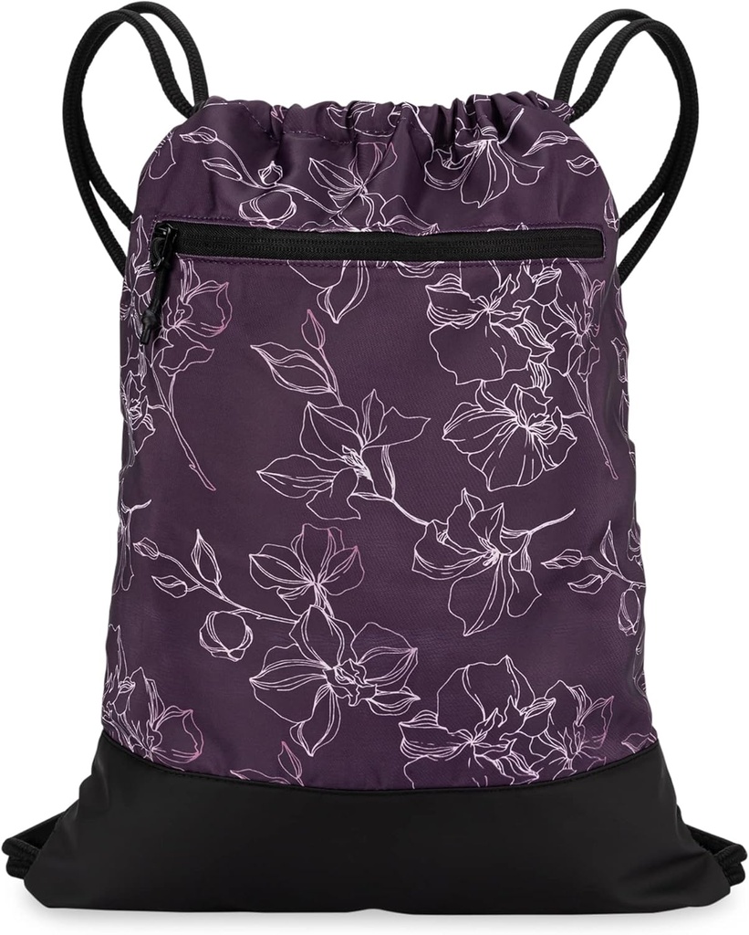 Bolsa de gimnasia para mujeres ← Durable Ligera Gym Cinch Mochila con diseños gráficos TEN Gran para el gimnasio y los deportes TEN Plum - Flores