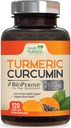 Curcumin Turmeric Suplemento 2600mg - 95% Curcuminoides con Turmeric Orgánica " BioPerine Black Pepper for Best Absorption, Nature's Vegan Joint Support, Non-GMO Tumeric, Bottled in USA - 120 Capsules