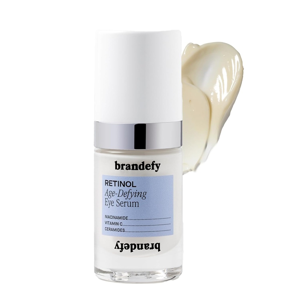 Brandefy Retinol + Niacinamide Anti-Aging Eye Serum - Bajo Crema Ocular para Círculos Oscuros y Arrugas - Peptide, Caffeine, Vitamina C E Eye Cream - Hecho en EE.UU. (O.5 Oz)