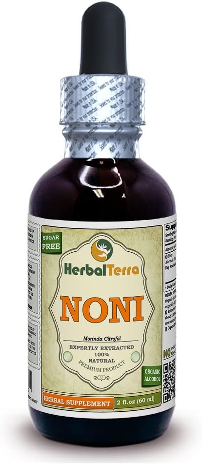 Herbal Terra LLC Noni (Morinda Citrofol) Tintura, Frutas secas orgánicas Extracto líquido 2 oz