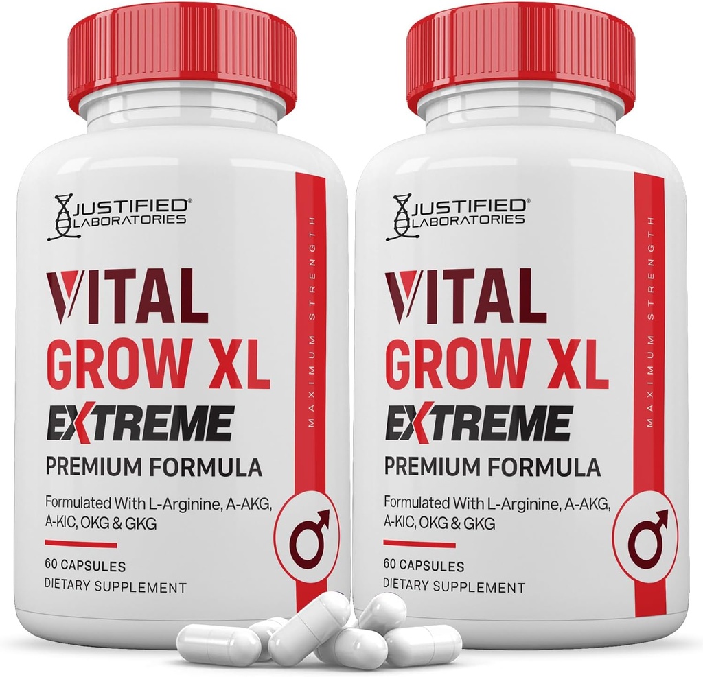 Laboratorios Justificados (2 Pack Vital Grow XL Extreme Pills 1600MG Premium Formula Blend Proprietary para la salud de los hombres 120 cápsulas