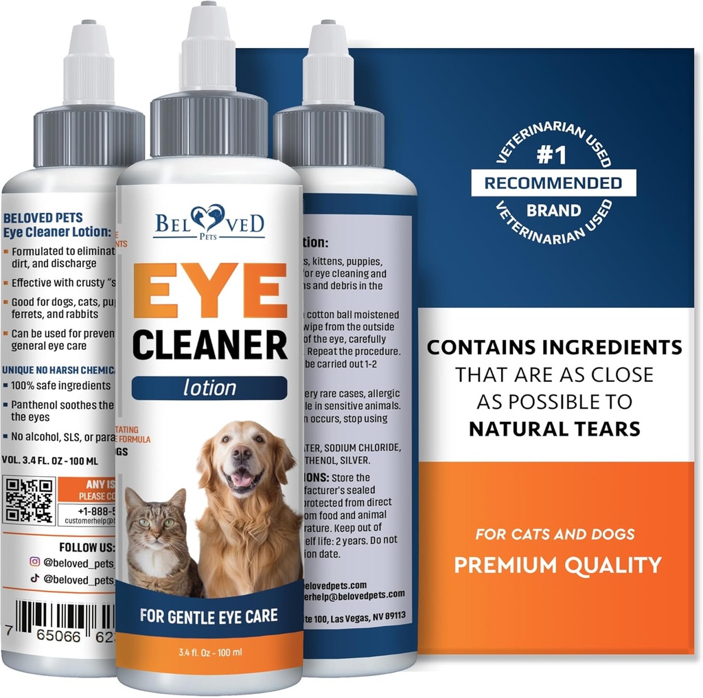All Pets Eye Wash Drops for Relieve Pink Eye, Allergies Symptoms, Infecciones & Runny, Ojos secos - Tratamiento libre de dolor Ayuda a prevenir las abrasiones, las irritaciones " Conjuntivitis