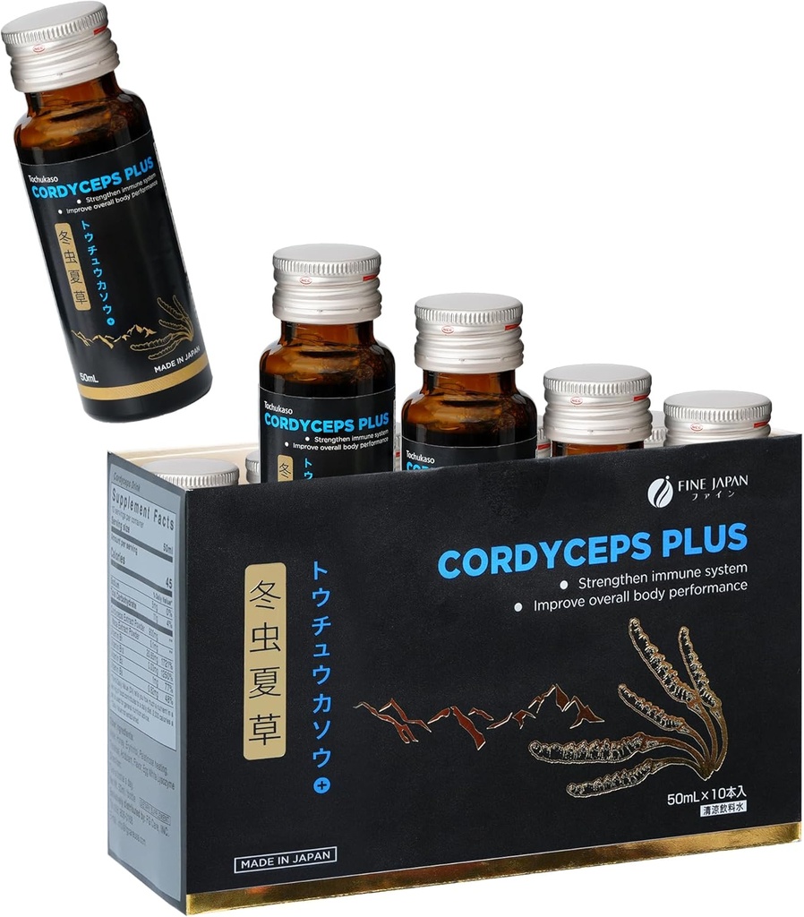 FINE JAPAN Cordyceps Plus: Premium Cordyceps Mushroom Extract and Macadamia Blend - Smart Drops Adaptogenic Mushrooms, Organic Mushroom Supplement for Energy &amp; Immunity, Liquid Cordyceps (Pack of 10)