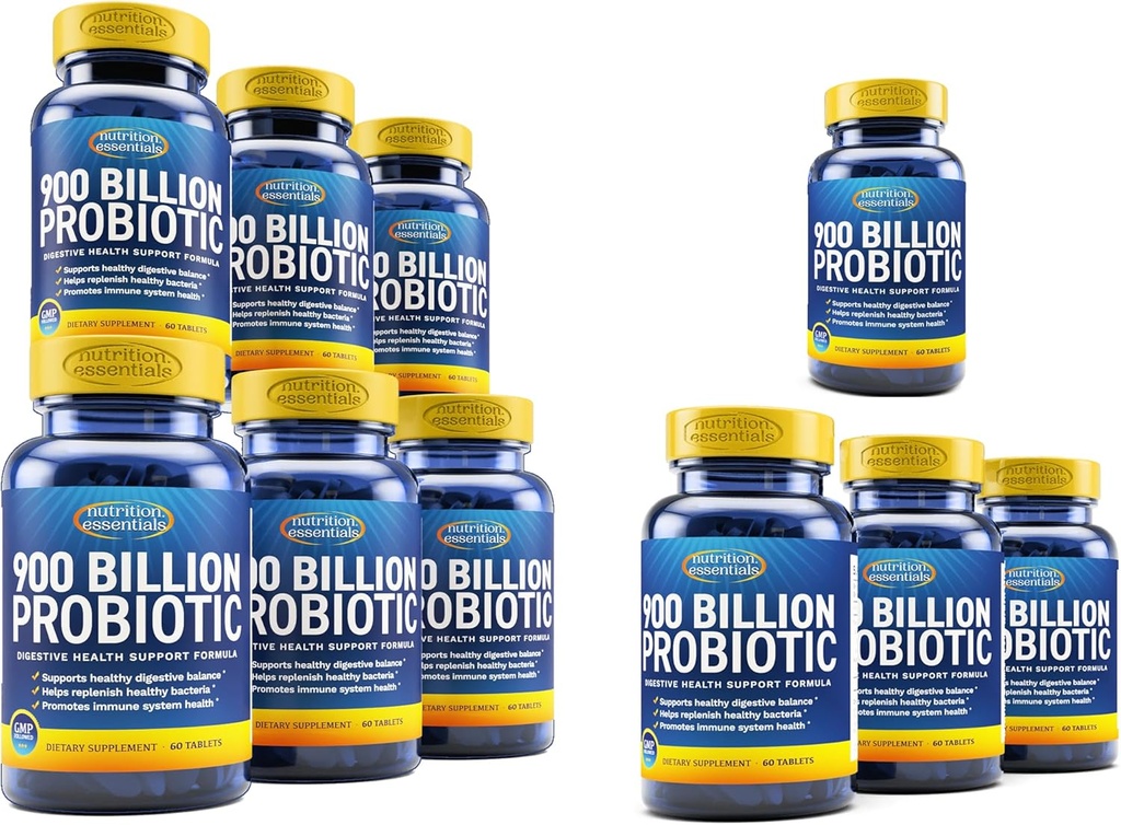 Nutrición Esenciales 10 meses de suministro Probióticos para Hombres Mujer - Probióticos Salud Digestiva - 62% Más Probiótico estable para Gut Health Support - USA Made Vegan Probiotics Formula Prebiotic Blend