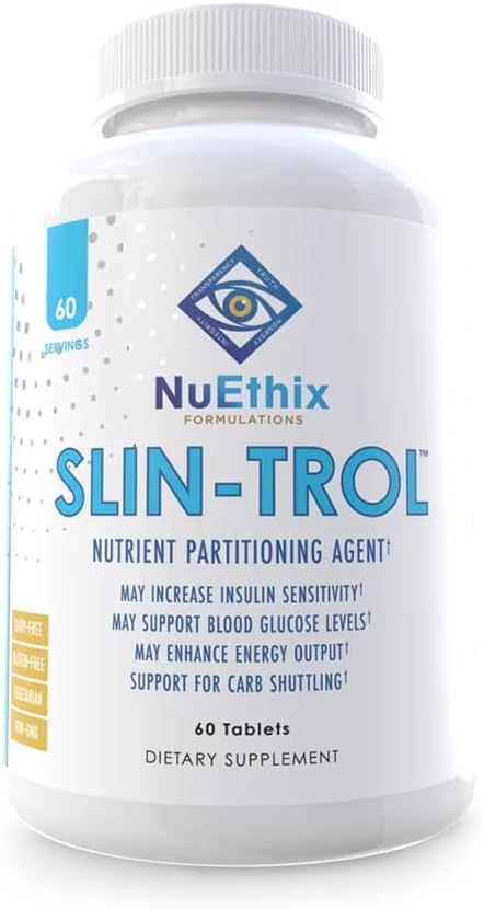 NuEthix Formulations SLIN-Trol, Glucose Disposal Agent Pills for Men &amp; Women, Nutrient Partitioning Supplement with Chromium Polynicotinate, " Glycine, Effective Carb Absorption, Non-GMO, 60 Servings