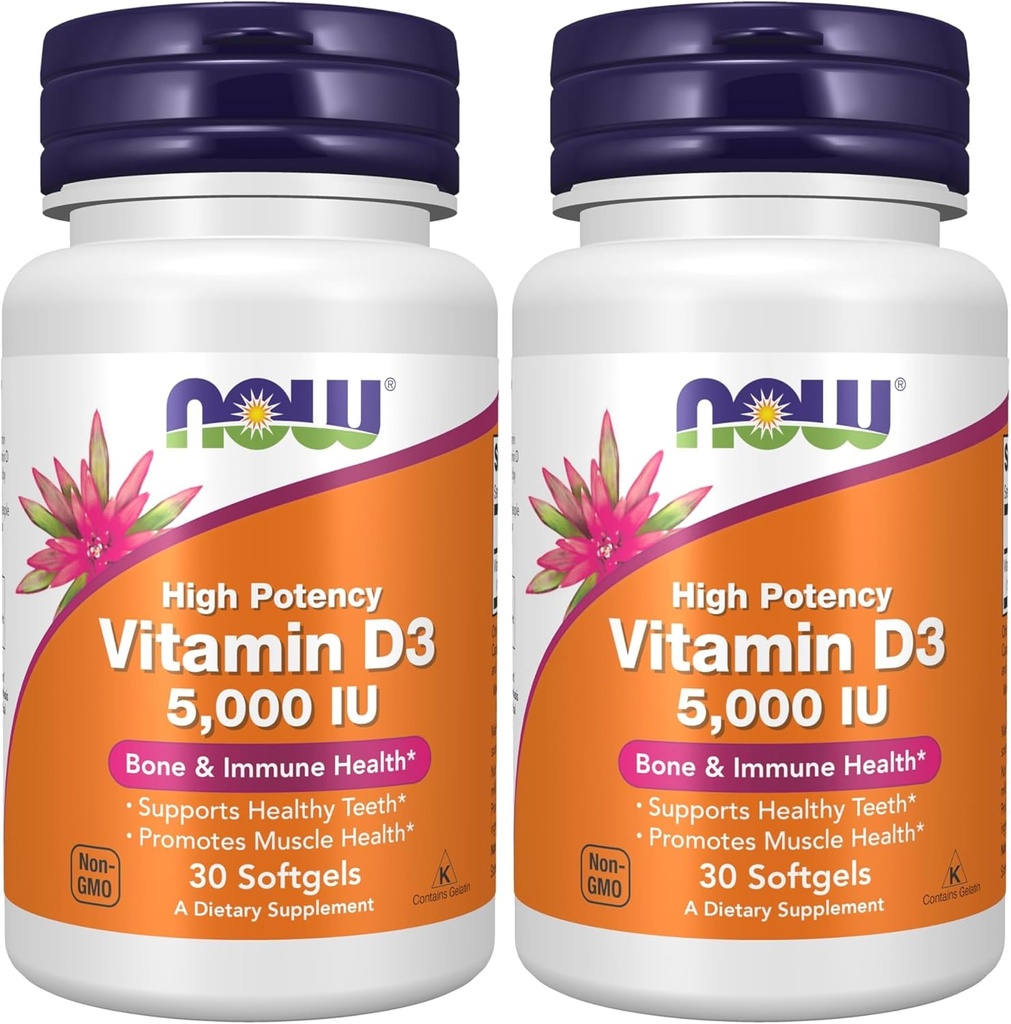 Ahora Vitamina D-3 5000 UI - 30 Softgels (Pack de 2)