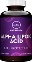 MRM Nutrición Alfa Lipoic Acid TENIDO 300mg ALA TENIDA Protección celular TENIDO Salud del hígado + desintoxicación TENIDO Potente antioxidante TEN Vitamina C + E Regeneración 60 Servimientos