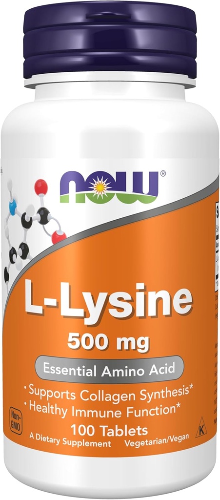 AHORA Suplementos de alimentos, L-Lysine (L-L-Lysine Hydrochloride) 500 mg, Amino Acid, 100 Conde(Pack of 1)