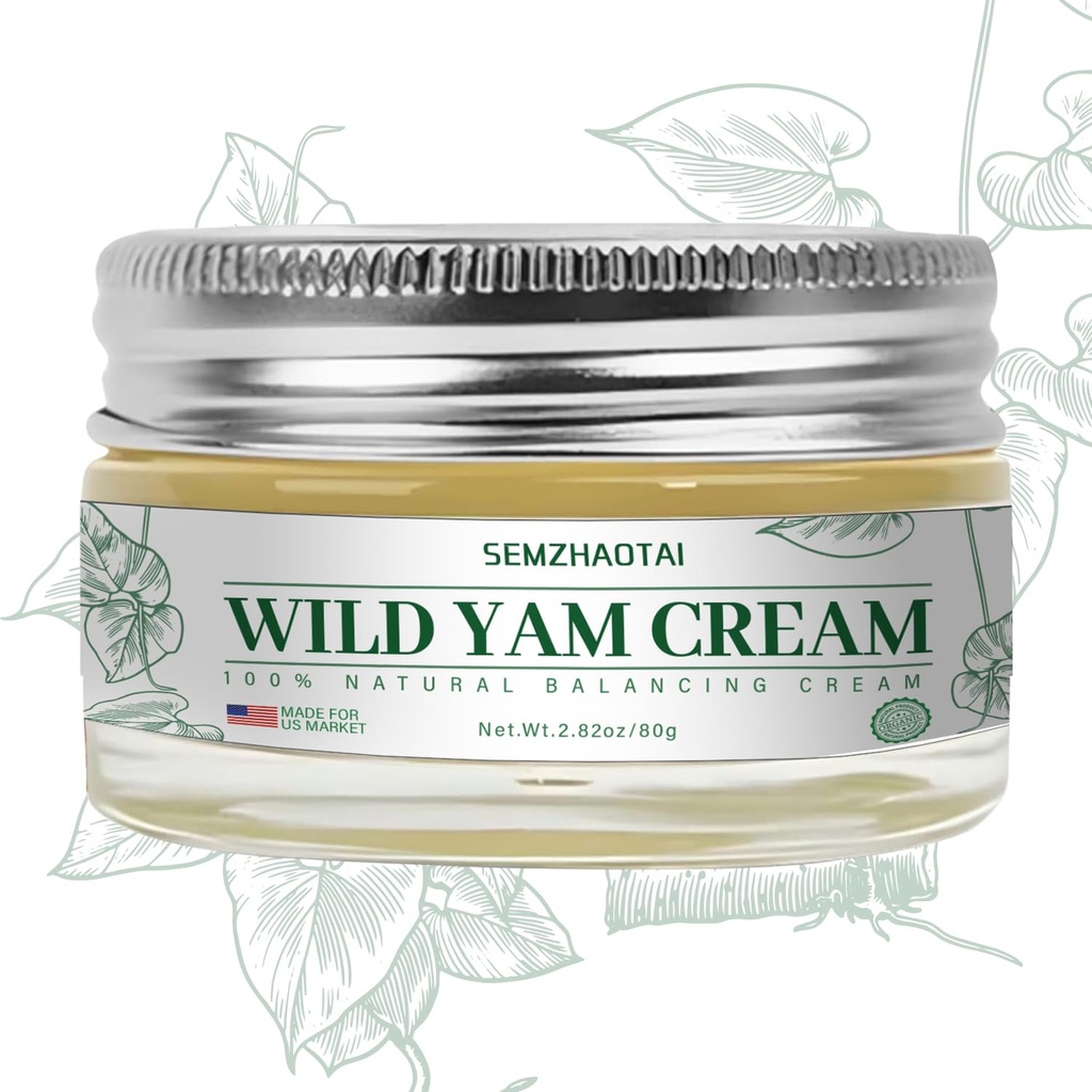 Crema ecológica de Yam silvestre - Equilibrio hormonal &amp; Alivio de la menopausia, Soporta Flashes calientes & noches sudaderas, 2,82 oz - Diseñado para el mercado estadounidense por SEMZHAOTAI