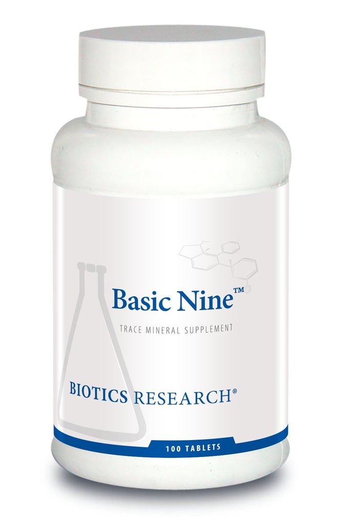 Biotics Research Basic Nine Whole Food Sourced Rare Trace Minerals, Phytochemically Bound, Incluye Antioxidantes SOD y Catalase, 100 Tablets