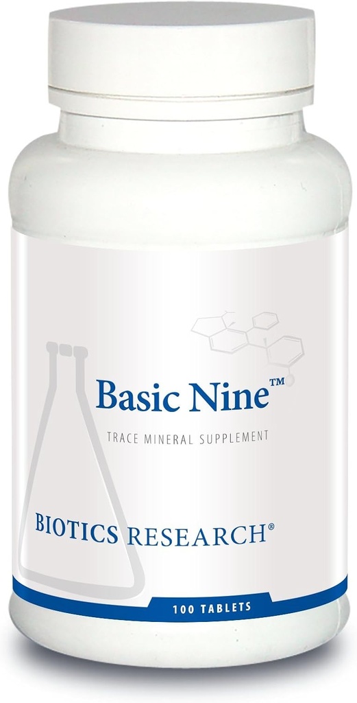 Biotics Research Basic Nine Whole Food Sourced Rare Trace Minerals, Phytochemically Bound, Incluye Antioxidantes SOD y Catalase, 100 Tablets