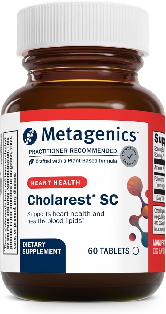 Metagenics Cholarest SC - Blood Flow Support* - Soportes Lipids Healthy Blood Ya en rango normal* - No Gluten-Free - 60 Tablets