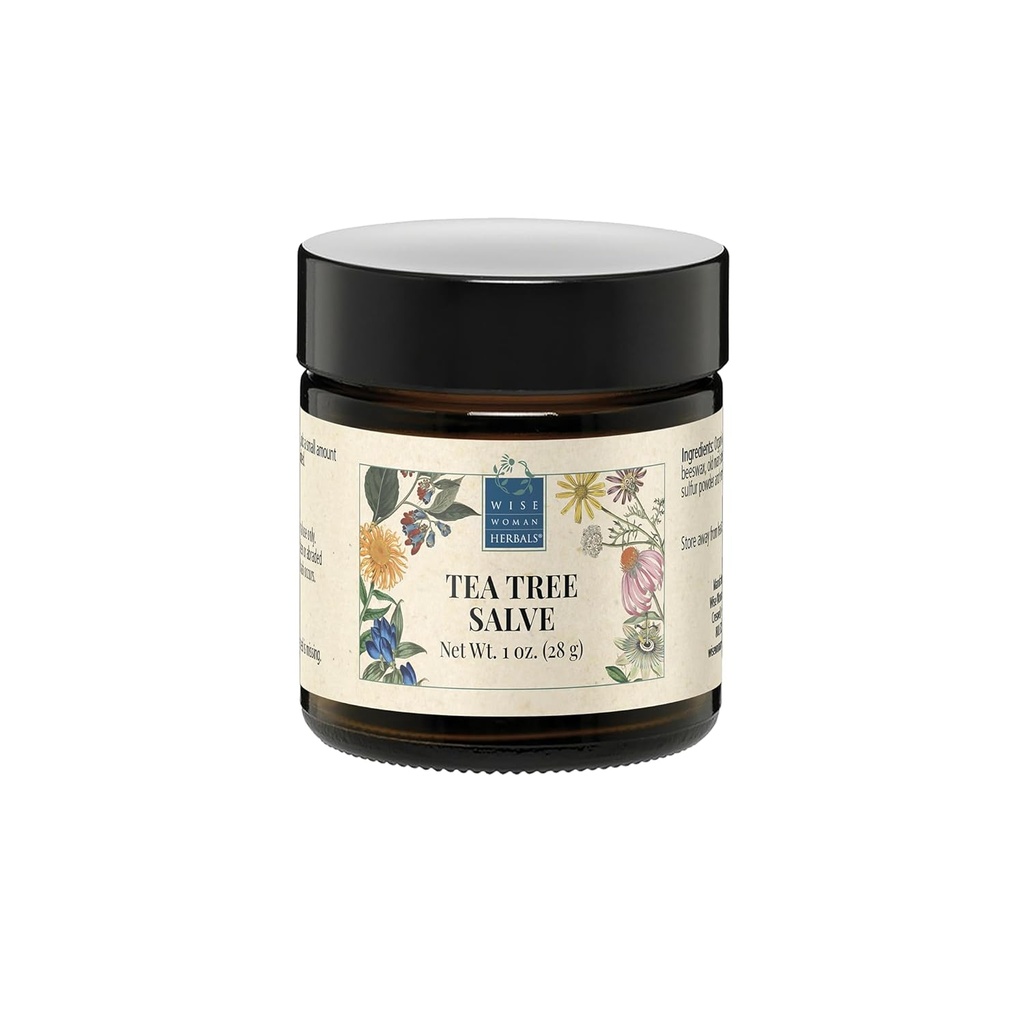 Herbals de mujer sabia - Tea Tree Salve - 1 Oz - Promueve la piel sana normal, ayuda a la piel seca y la irritación en uñas, uñas y cuerpo