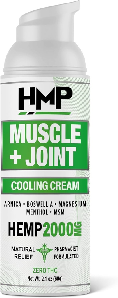 Hemp Cream Muscle & Joint Support 2000MG Hemp Discomfort Relief Formula w Menthol Ideal para Knee Muscle Joint Back Elbow Maximum Joint Support, Natural Formula Made in USA 2.1oz