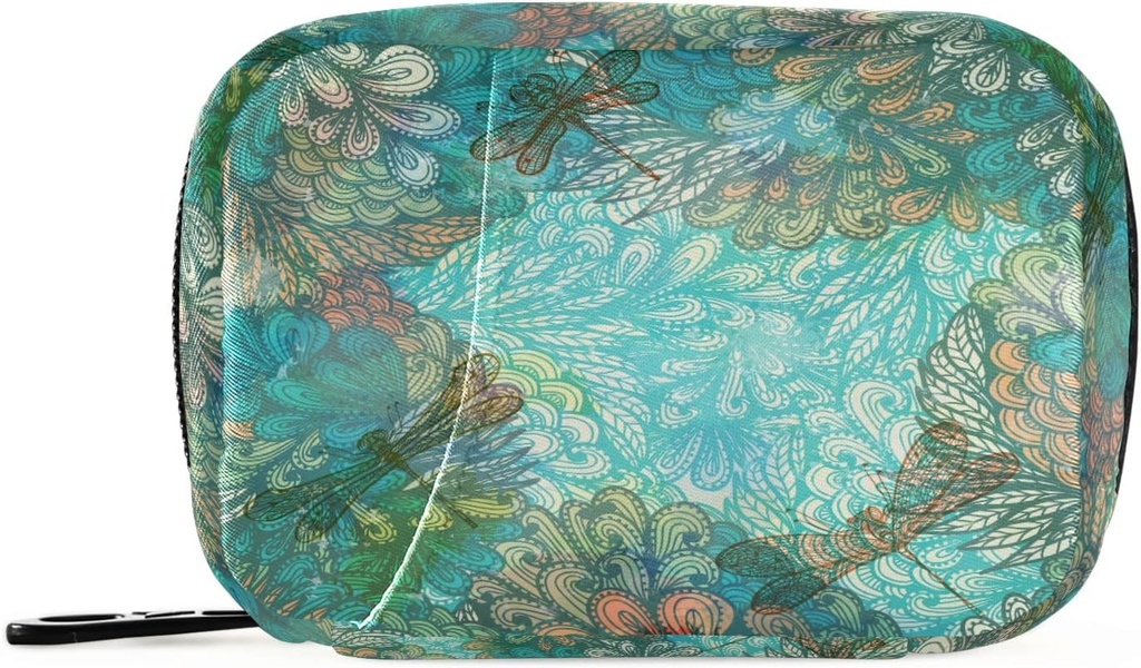 Fantasía Dragonfly Pill Box 7 Day Pill Case Travel Pill Organizer Bag with Zipper Bag Portable Weekly Case Compact Size for Vitamin Supplement Holder